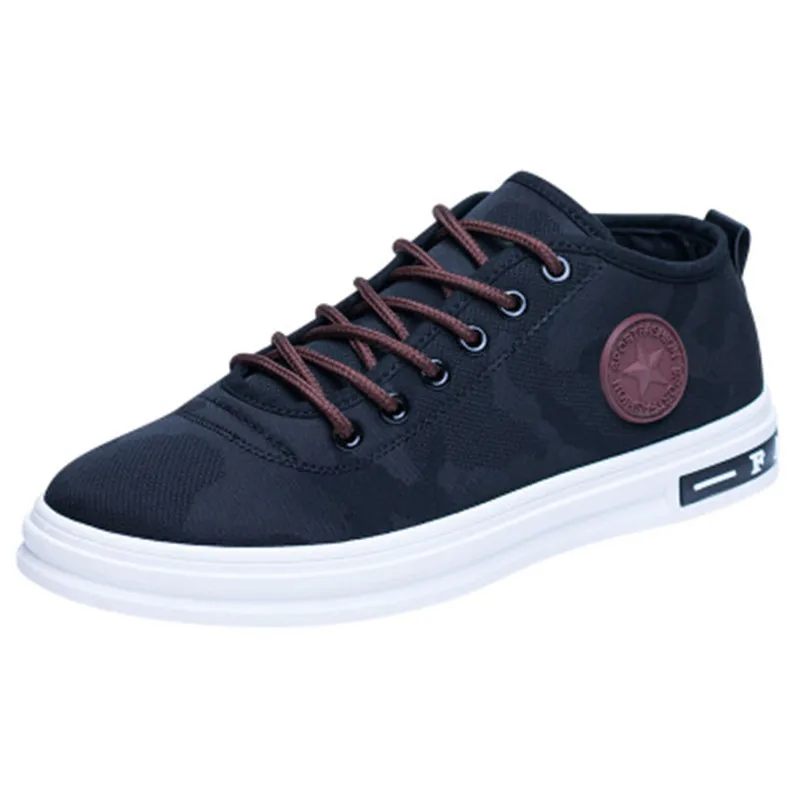 

Men'S Canvas Shoes Spring Autumn 2019 The New Lace-up High Style Men Vulcanize Shoes Sneakers Flats Outdoor Male Tennis Shoes