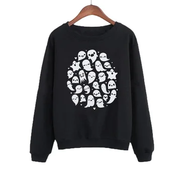 

Funny Crewneck Hoodie Women Hip Hop Harajuku Pullover Fashion Clothing Kawaii Ghosts Sweatshirt Streetwear Clothes
