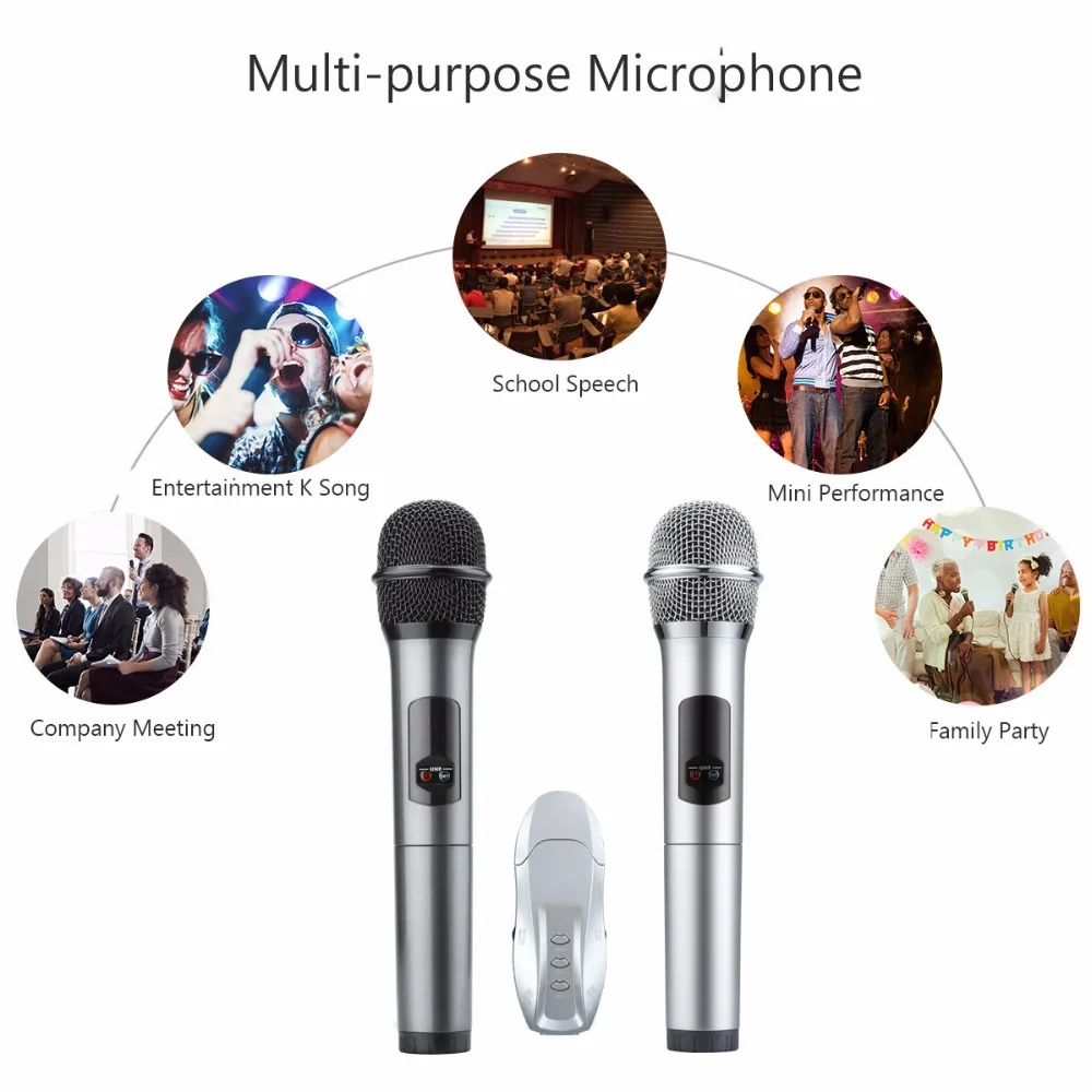 Excelvan K18U профессиональный Bluetooth 2 ручной микрофон UHF беспроводной Легкий вес с
