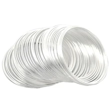 Alambre de memoria para cuentas, chapado en plata, 100Loops, para pulsera de 50mm-55mm(2