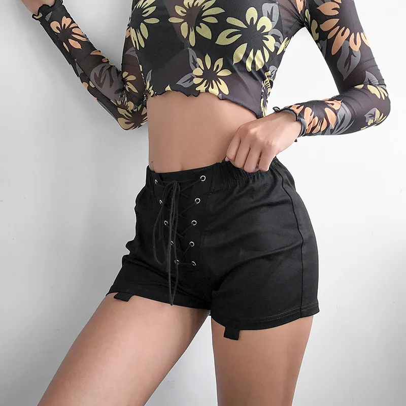 Sexy Black Pants Women Street Cut Out 