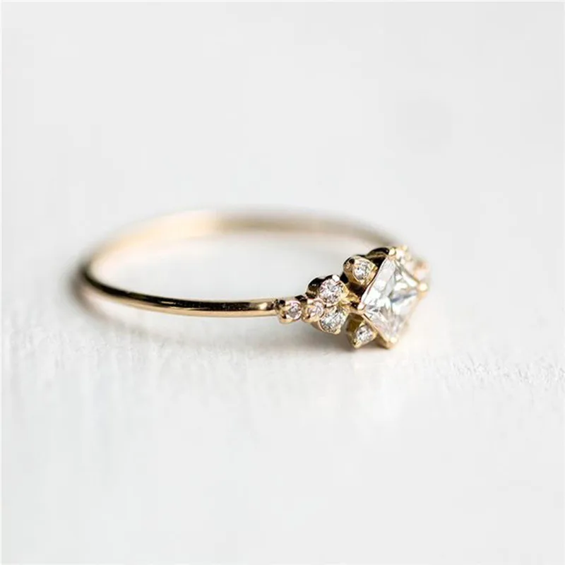 ROMAD Геометрические Квадратные CZ кольца для женщин свадебные золотые стразы женские кольца на палец для дам очаровательные ювелирные изделия anillos R4