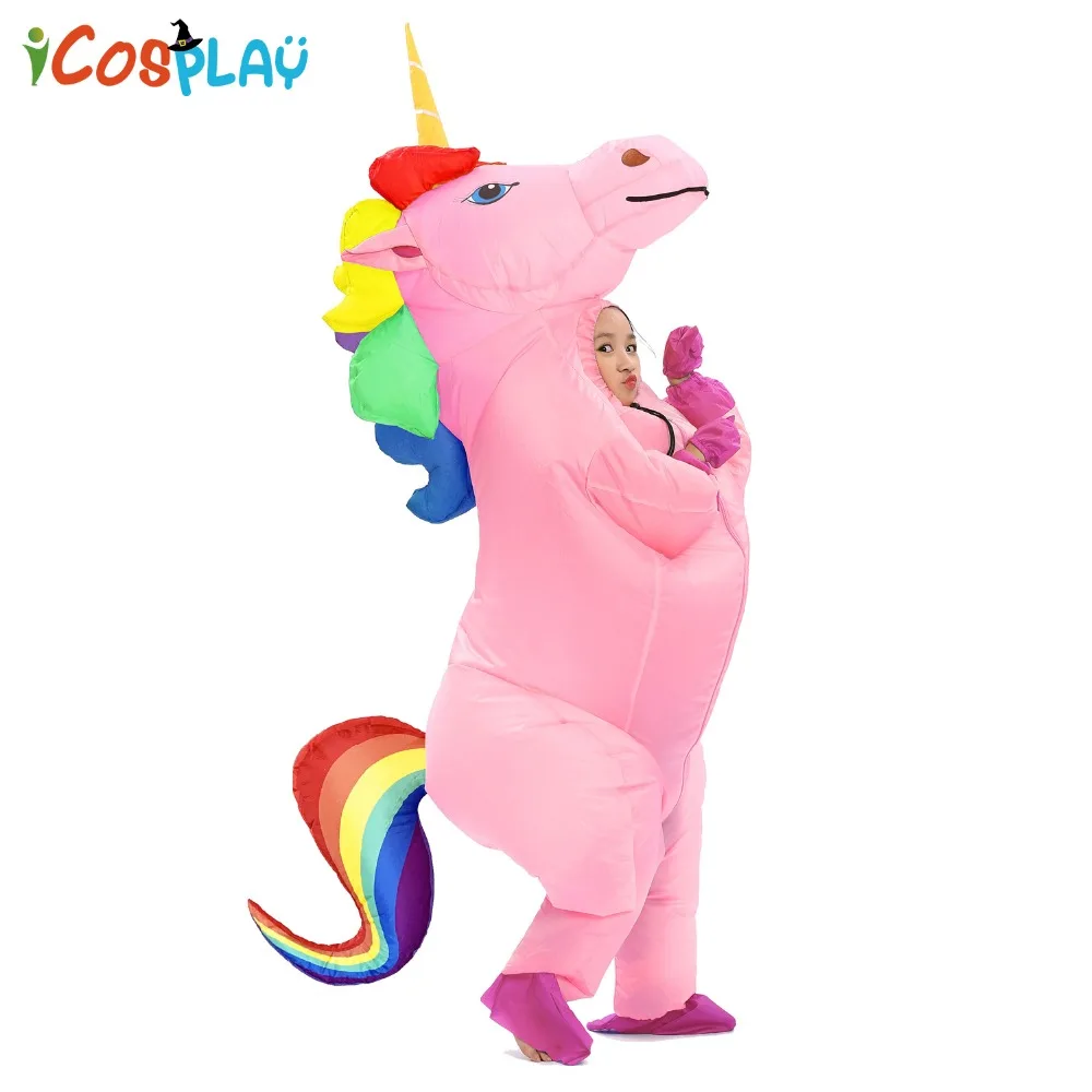 

New Adult Kids Inflatable Unicorn Costume Pony Halloween Costumes for Women Men Cosplay Fantasia Party Inflatable Suit Jumpsuit