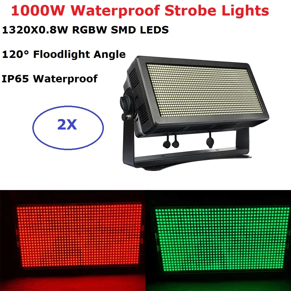 2XLot LED Floodlight Lights Powerful 1000W RGBW Quad Color LED Strobe