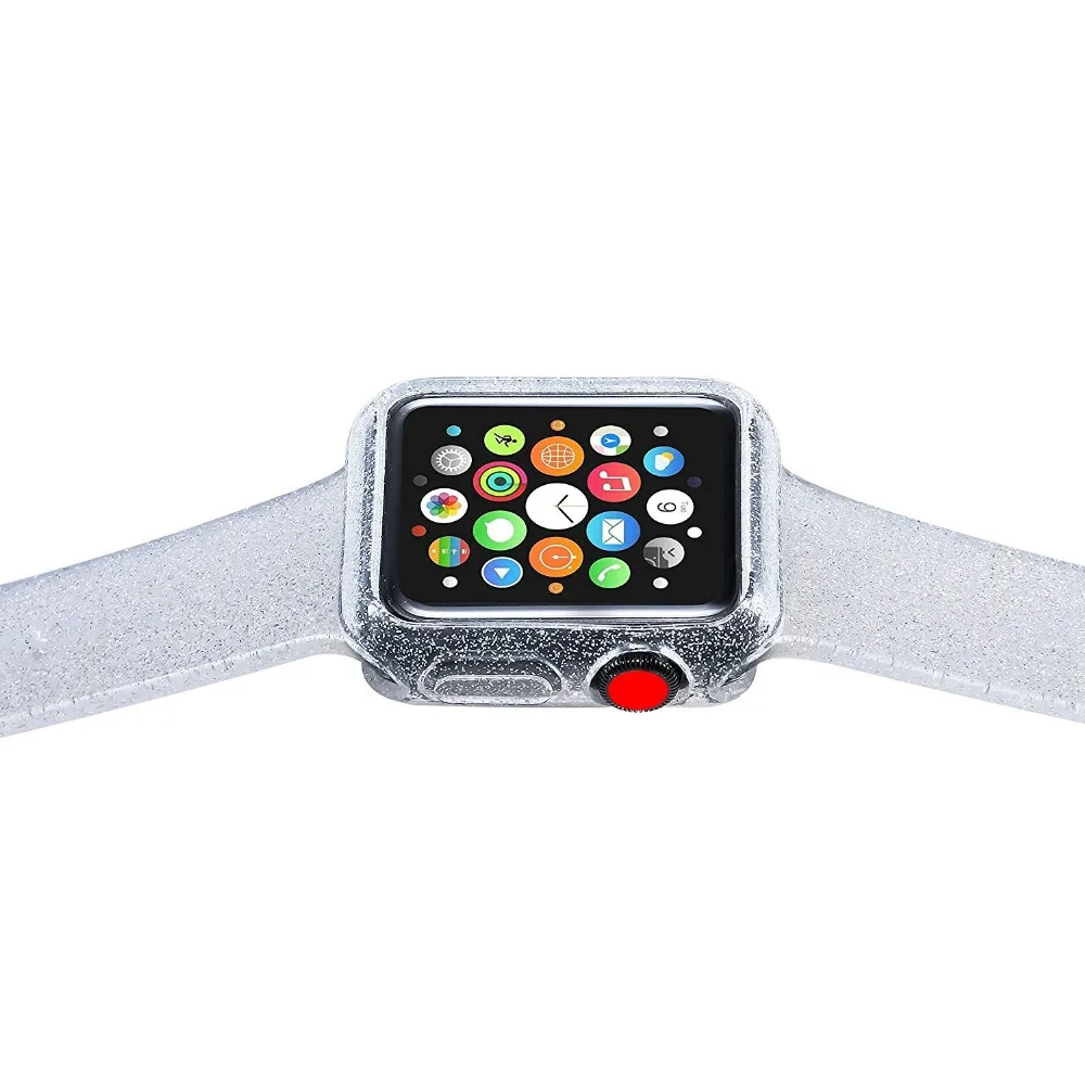 Силиконовый ремешок для часов Apple Watch водонепроницаемый блестящий чехол iWatch 38 мм