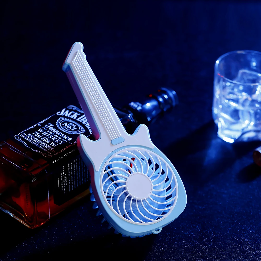 

Guitar Hand Cooling Fans 1200mah Battery Rechargeable Handheld Mini USB Fan Portable Personal Fans Hand Bar Desktop Fan