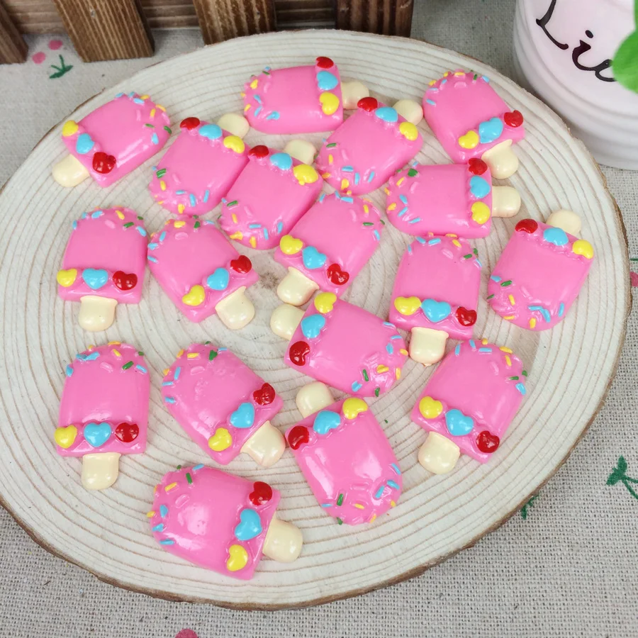 

Kawaii Flatback DIY Resin Artificial Food Ice Cream Cabochons Flat Back Scrapbooking Embellishment Decoration Crafts:19*31mm