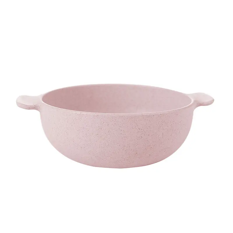 280 мл Экологичная миска из пшеничного волокна с ручками, детская миска, тарелка для фруктового салата, тарелка для лапши, супа, рисовая миска, здоровая посуда - Цвет: Pink