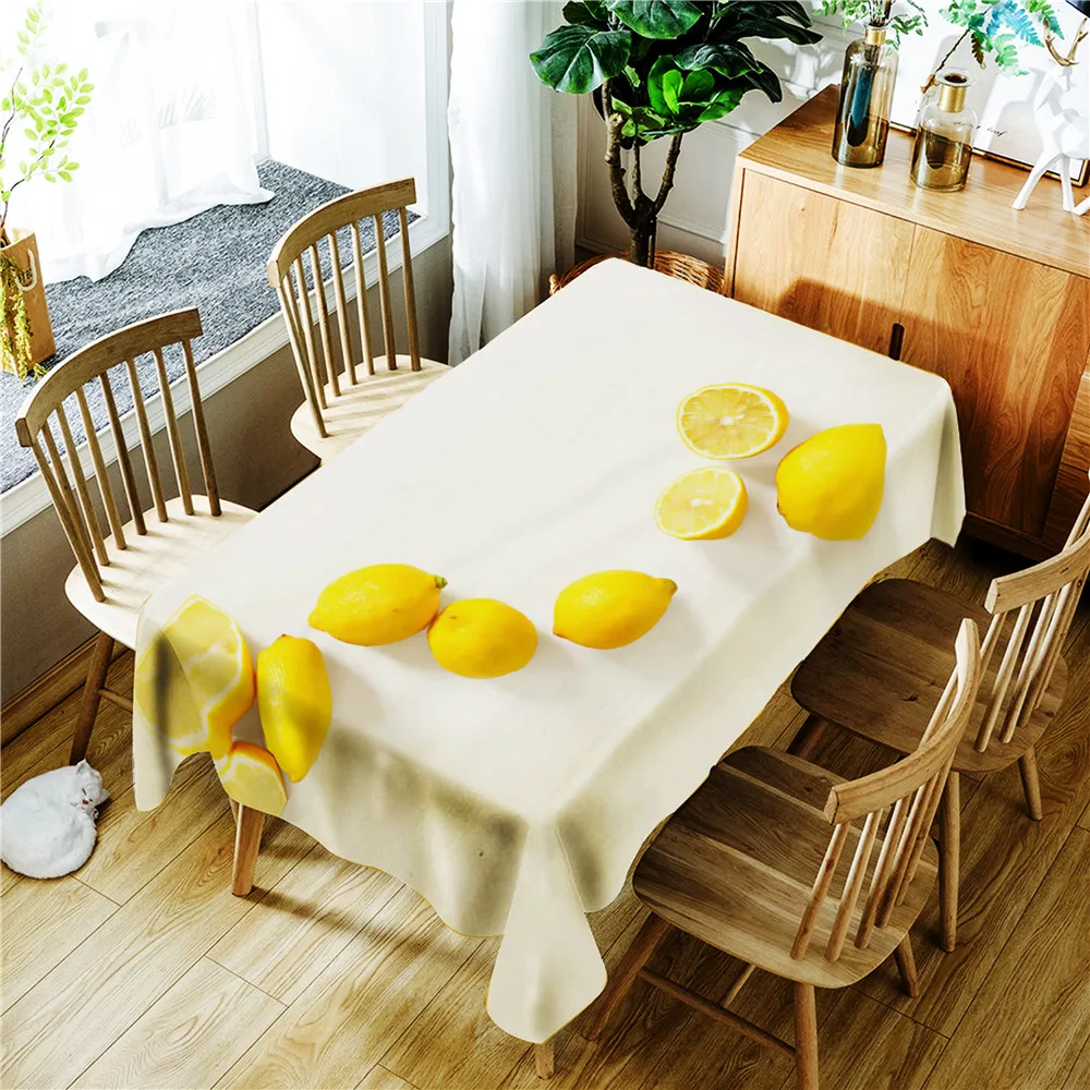 

New Korean 3D tablecloth Yellow Lemon Fruit Pattern Polyester Rectangular Table cloth Wedding Party Table Cover Home Decoration