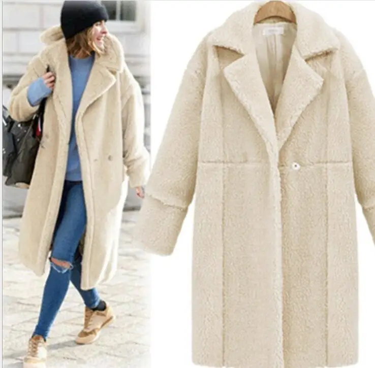 秋と冬の新女性のファッションカシミヤ長袖無地ロングコートウール