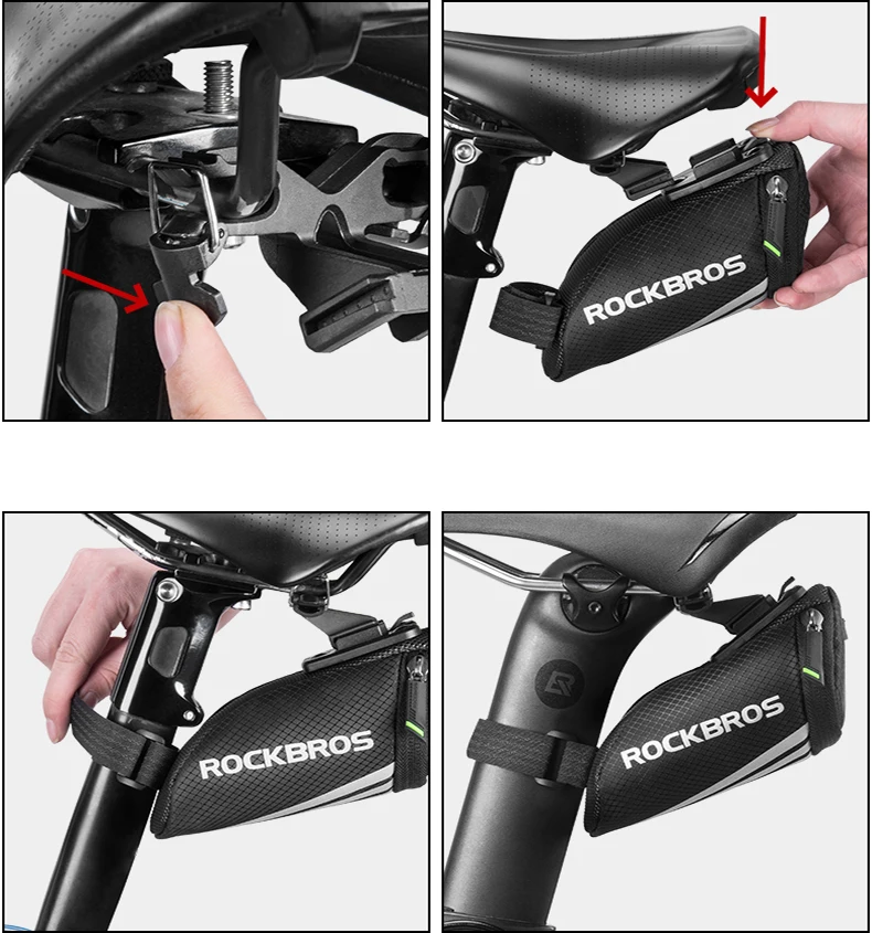 ROCKBROS велосипедная мини-сумка для велосипеда, портативный нейлоновый задний карман для горного велосипеда, маленькое светоотражающее седло, посылка, Аксессуары для велосипеда