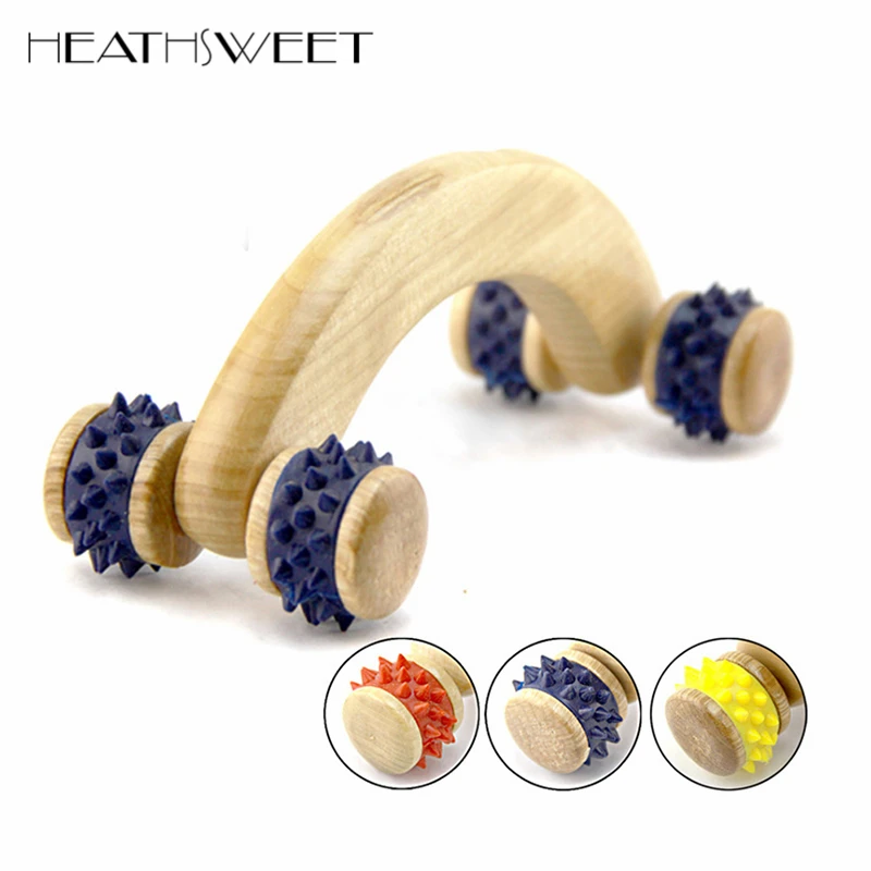 Healthsweet Mini 4 колеса деревянный роликовый массаж Релаксация организма руки ноги