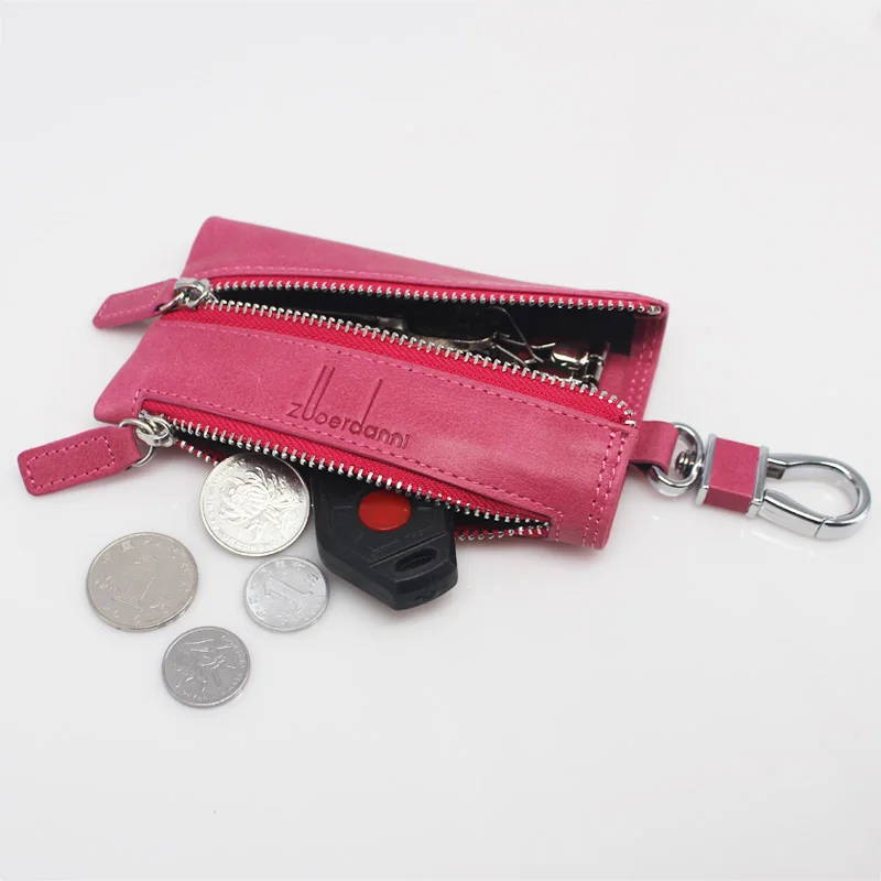 fashion leather zipper Key case lock key chain large capacity male and