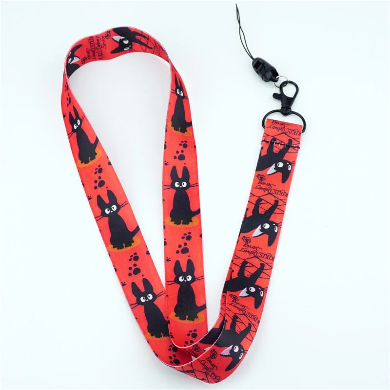 

Kiki's Delivery Service JiJi Black Cat Red Neck Strap Lanyards keys ID Card Mobile Phone Strap USB Badge Holder Rope Key Chain