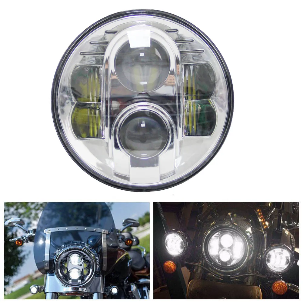 7 " 80W Round 7 inch LED Headlights for 2016 2017 Indian Chieftain & 2002 2017 For Har ley Da