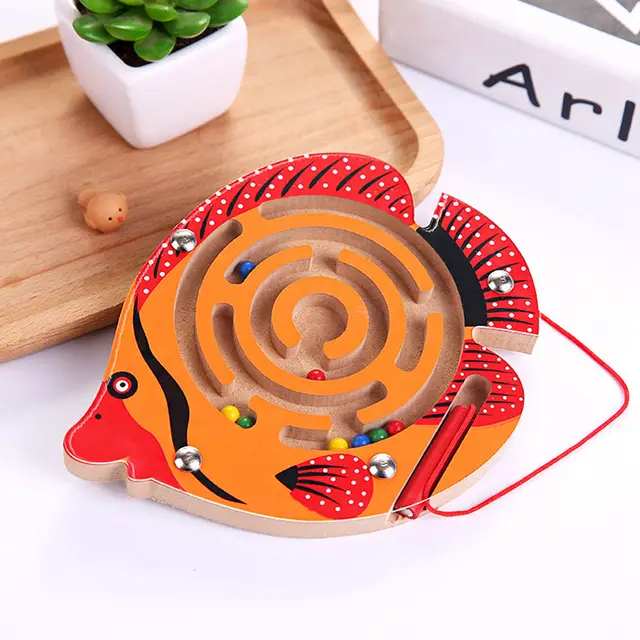 Cute Animal Cube Puzzle Maze Toys Game Wood Magic Games Magnet For Children Adult Cube Puzzle Education Balance Magnetic Maze 5