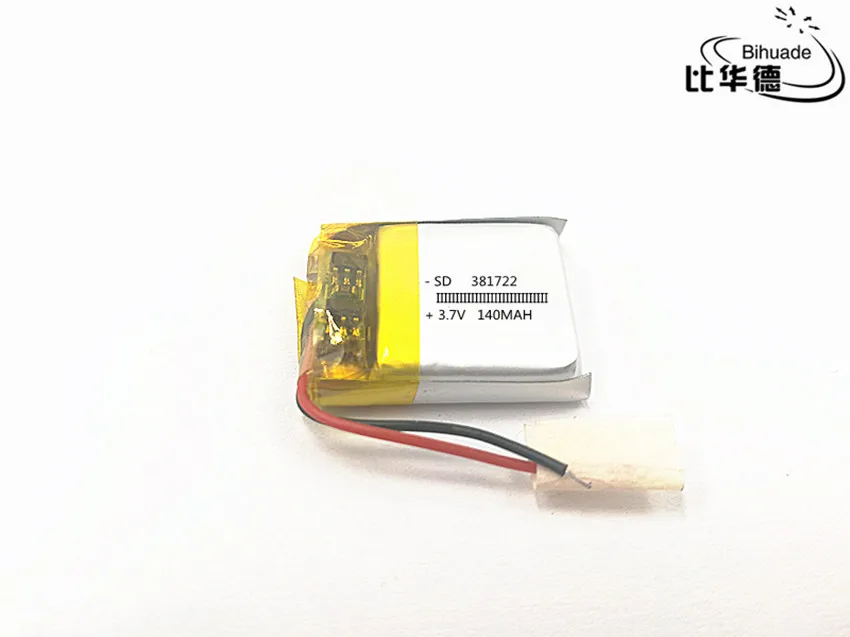 

10pcs/lot 3.7V,140mAH,381722 PLIB; polymer lithium ion / Li-ion battery for GPS,mp3,mp4,mp5,dvd