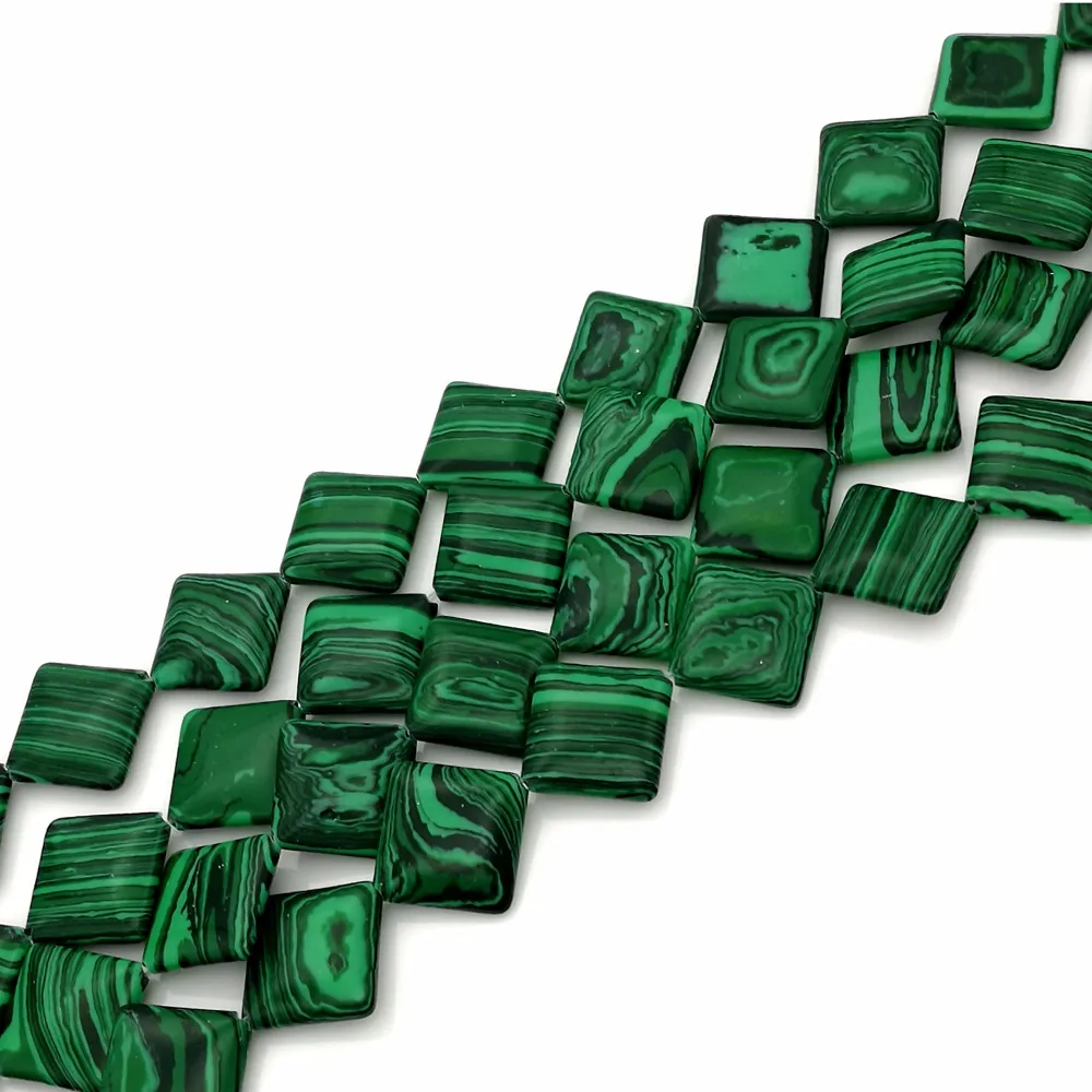 

Free shopping diy 15mm Malachite Loose Beads Corner Drilled Square 15"F088GS
