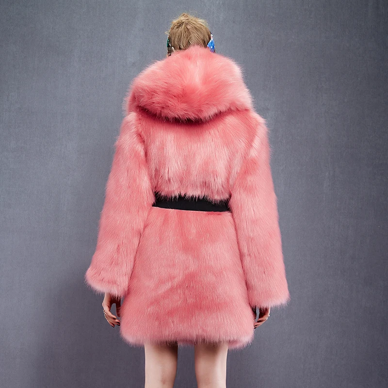 pink hooded fur jacket