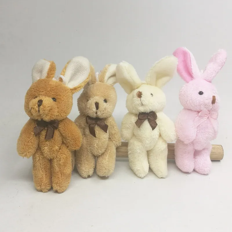 

24Pcs Cute Soft Mini Joint Rabbit Pendant Plush Bunny For Key Chain Bouquet Toy Doll DIY Ornaments Gifts 8cm