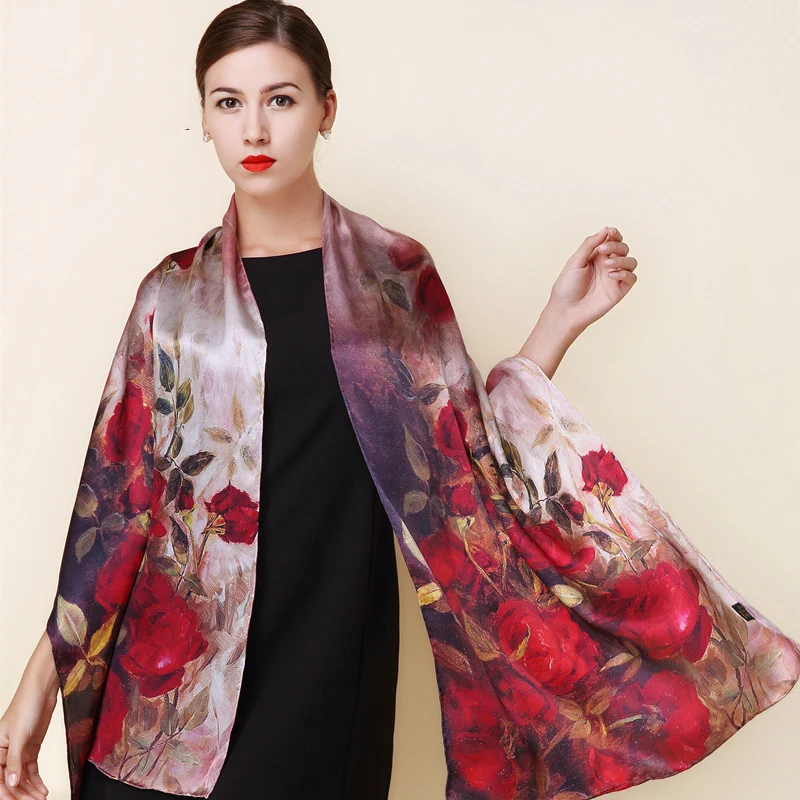 Rose Print Vintage style scarf  Womens Celebrity Fashion Ladies Scarves Shawl 
