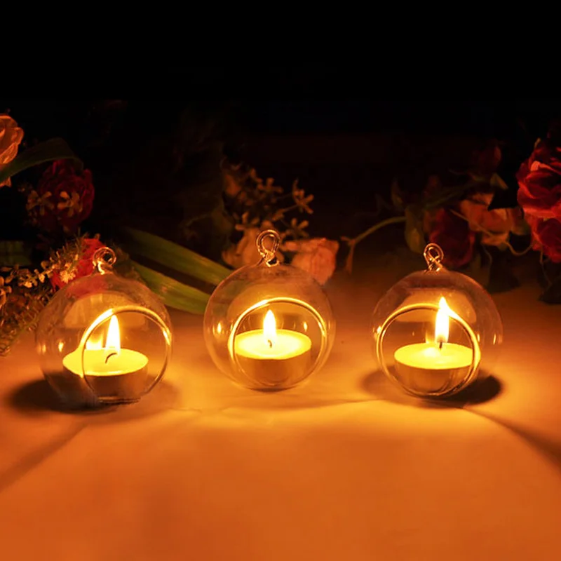 Романтические Хрустальные стеклянные подвесные свечи держатель романтический свадебный ужин домашний декоративный подсвечник вечерние стеклянные шаровая свеча Держатели