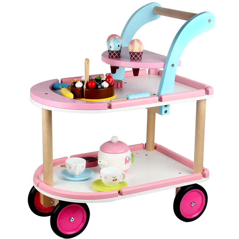 

Healthy wooden toy Simulation children's ice cream dining car tea set toy Rich dessert kinds play food 3-6years play house toys