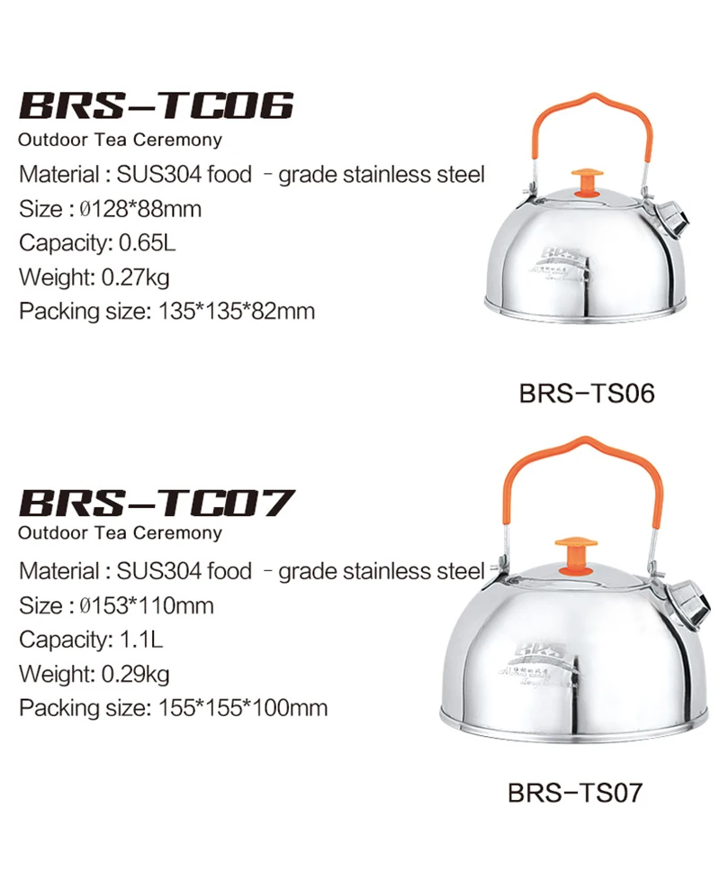 BRS чайники чайник из нержавеющей стали Открытый кемпинг кофейник походный чайник с чайным фильтром 0,6/1.1л