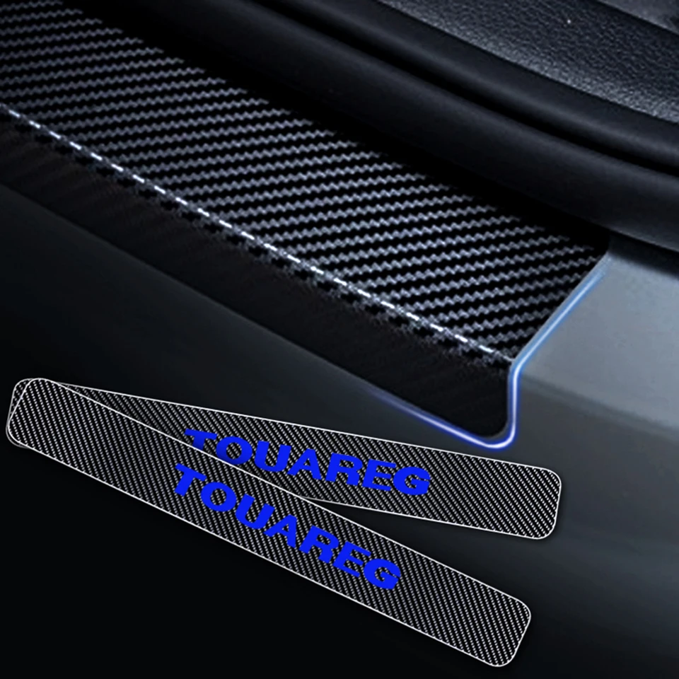 for Kia Forte Door Sill Protector Reflective 4D Carbon Fiber Sticker Door Entry Guard Door Sill Scuff Plate Stickers Auto Accessories 4Pcs Blue