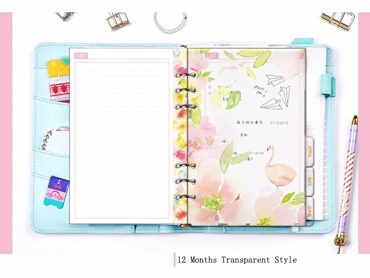 2 Dokibook Hello Dream Spring Series Divider for Notebook Diary  A5A6 Agenda Organizer Planner Transparent Index Paper 12pcset