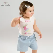 Dave bella/летние комплекты одежды для маленьких девочек детские милые костюмы в полоску одежда высокого качества для малышей наряд для девочек DBJ7274