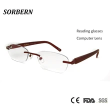 SORBERN женские очки для чтения без оправы из сплава Анти-Синие лучи линзы для работы за компьютером ультралегкие очки женские по рецепту+ 1,00+ 4,00