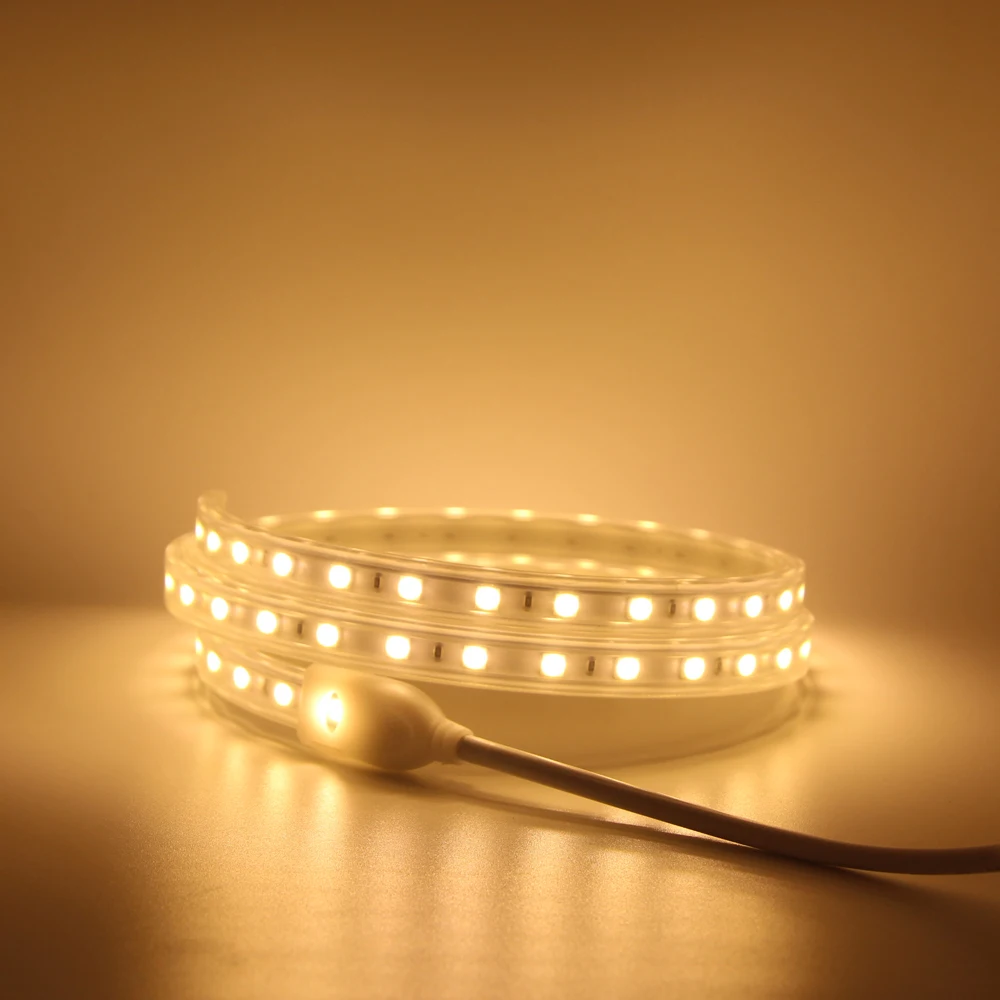 SMD 5050 AC 220V Светодиодная лента 16 Вт/м гибкий свет 60led/m Водонепроницаемая