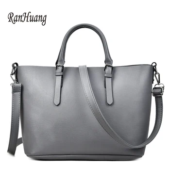 

RanHuang Brand Women Fashion Handbags Large Tote Bags High Quality Pu Leather Shoulder Bags Women's Elegant Travel Bags Gray 863