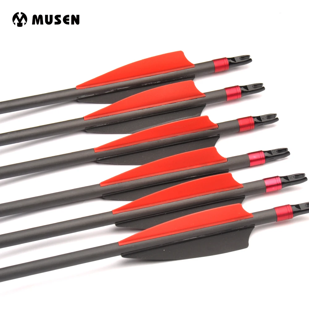 

6pc/lot Archerry Carbon Arrows spine 340 OD 7.6mm With Changeable Arrowhead nock Can be Turned for Archery Recurve Compound Bow
