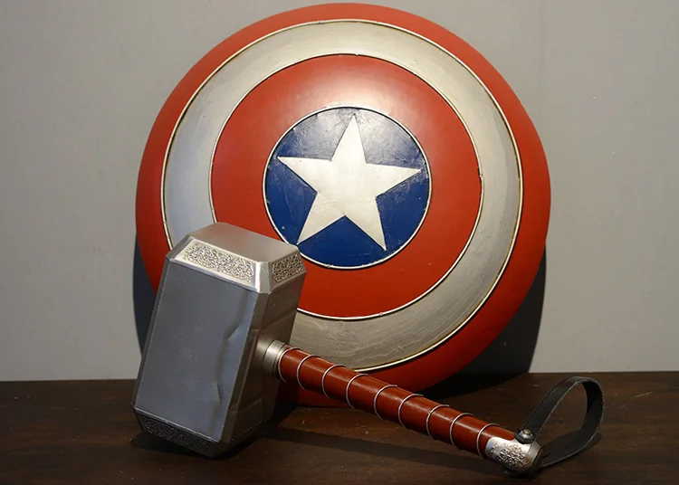 Estartek Ретро металлический Железный человек Marvel шлем Тор молот Капитан Америка щит Настенное подвесное украшение на стену для веера подарок на праздник