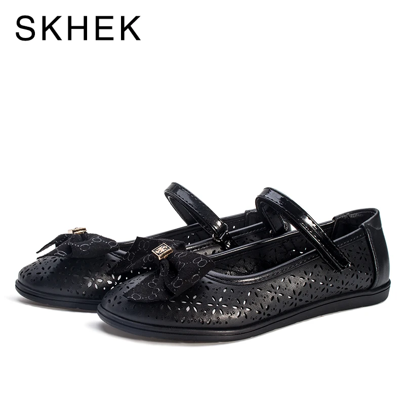 

SKHEK 2019 Spring Girl Princess Shoes Children Shoes Kids Elsa Anna Shoes Girls Hollow Flat Baby Casual Leather Shoes 10 Years