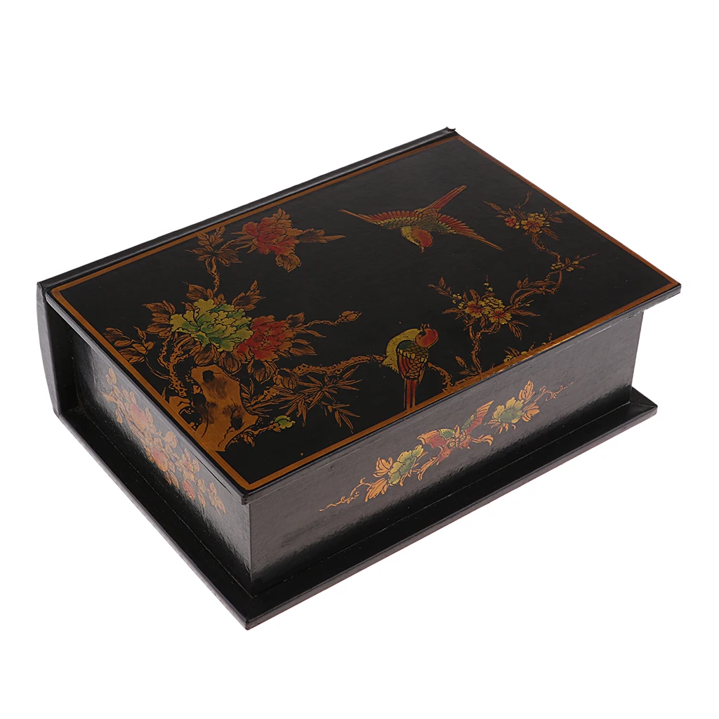 Antique Wooden Handmade Vintage Flower Bird Pattern Organizer Case Box for Jewelry Treasure Storage Holder
