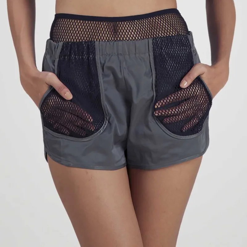 

Fitness Gym Shorts Women Mesh Pockets Exercise Short Legging Gray Sexy Summer Shorts Spandex Gym Running Short Tights