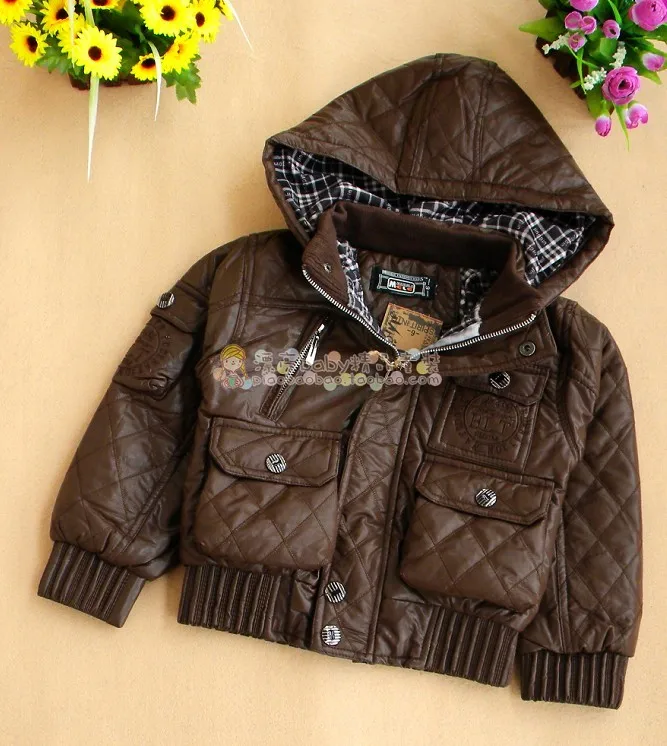 Autumn and winter outerwear ultra soft leather children's clothing