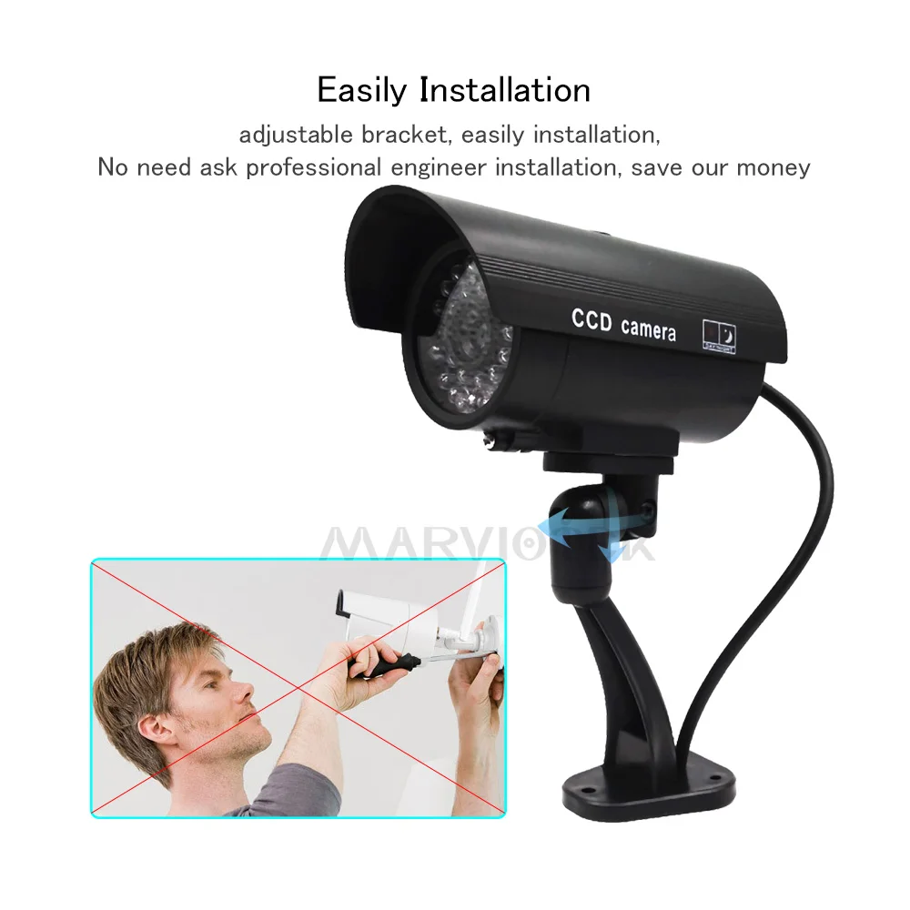 Dummy Camera Waterproof Outdoor Home Security Video Surveillance CCTV Dummy Cameras Bullet Camera With LED Light Fake Camera