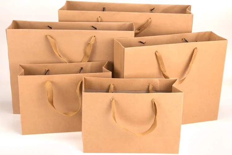 

Kraft Paper Bags With Handle Baby Shower Wedding Birthday Party Favor Gift Bags Shopping Package Bag 100pcs/lot Free shipping