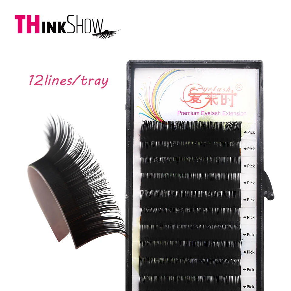 

12rows/tray extension eyelash all size individual 3d eye lashes makeup tools 8-15cm curl b c d with free shipping