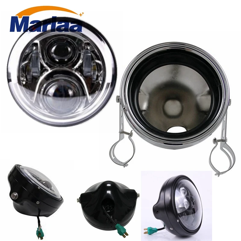 

Marlaa Motorcycle 7 Inch LED headlights Daymaker Housing bucket for Harley motorcycle Accessories
