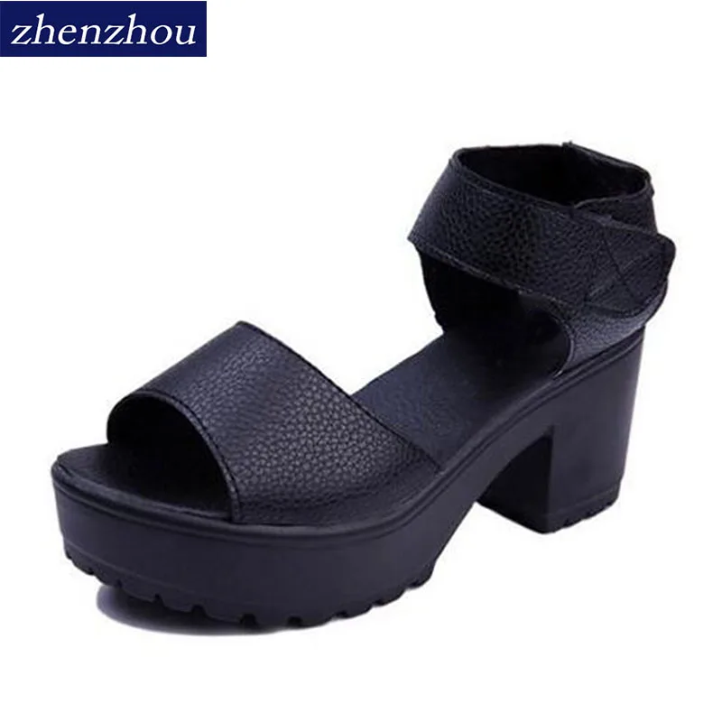 

Free shipping HOT selling 2017 women's summer high-heeled shoes thick heel open toe platform sandals platform sandals white