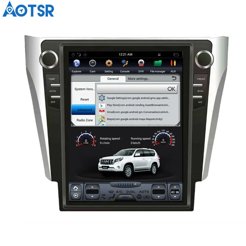 Best Aotsr Tesla style 12.1" Android Car NO DVD Player GPS Navigation Stereo In-dash for Toyota Camry Aurion 2015-2017 Multimedia 9