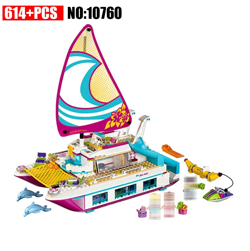 

614Pcs Bela 10760 city HeartLake Sunshine yacht Building blocks sets education Toys For KIDS children gifts Compatible 41317