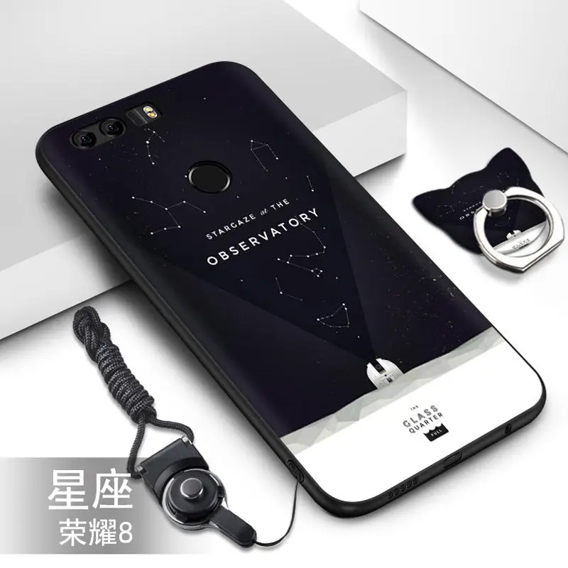 Чехол для Huawei Honor 8. Мягкий силиконовый чехол из ТПУ с цветным узором и функцией