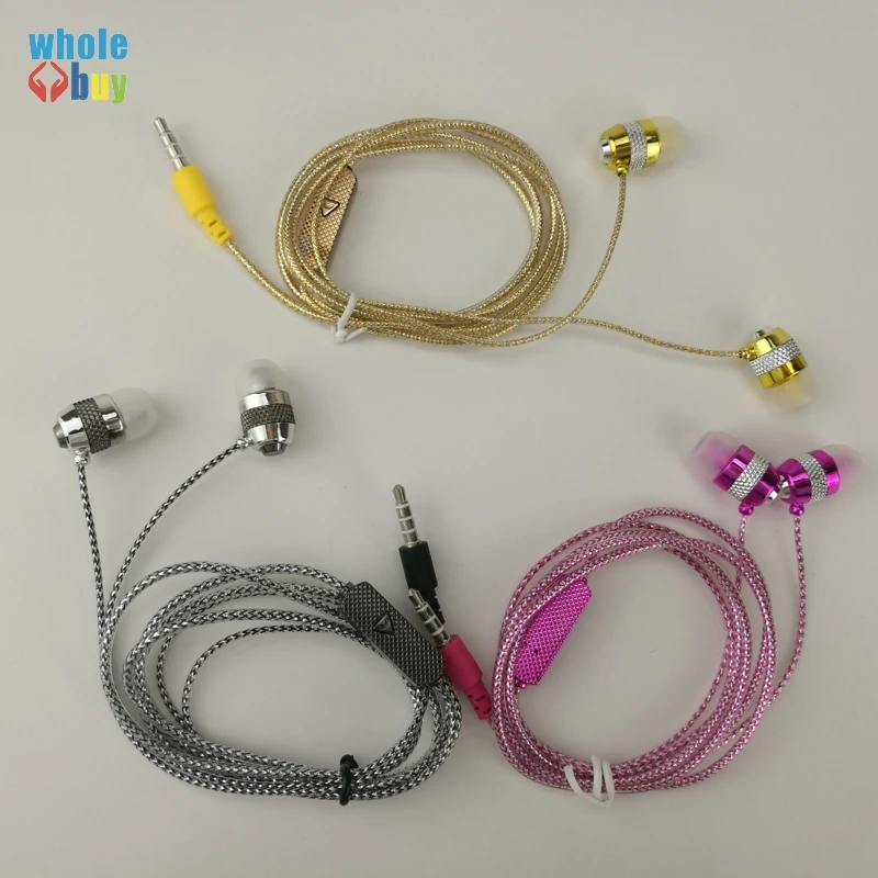 

100pcs Earphone Super Bass Headset with Microphone 1.1m Stereo Crystal Line Earbuds for Mobile Phone Samsung Xiaomi Iphone 6 5