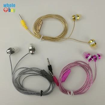 

100pcs Earphone Super Bass Headset with Microphone 1.1m Stereo Crystal Line Earbuds for Mobile Phone Samsung Xiaomi Iphone 6 5